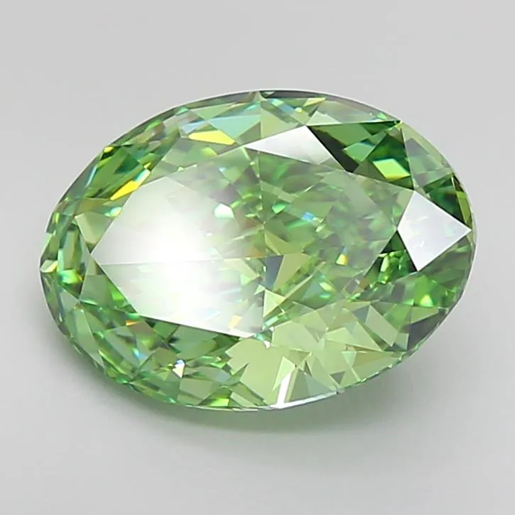4.51ct Oval Lab Grown Diamond (Colour Fancy Vivid Green, Clarity VVS1, IGI Certified)