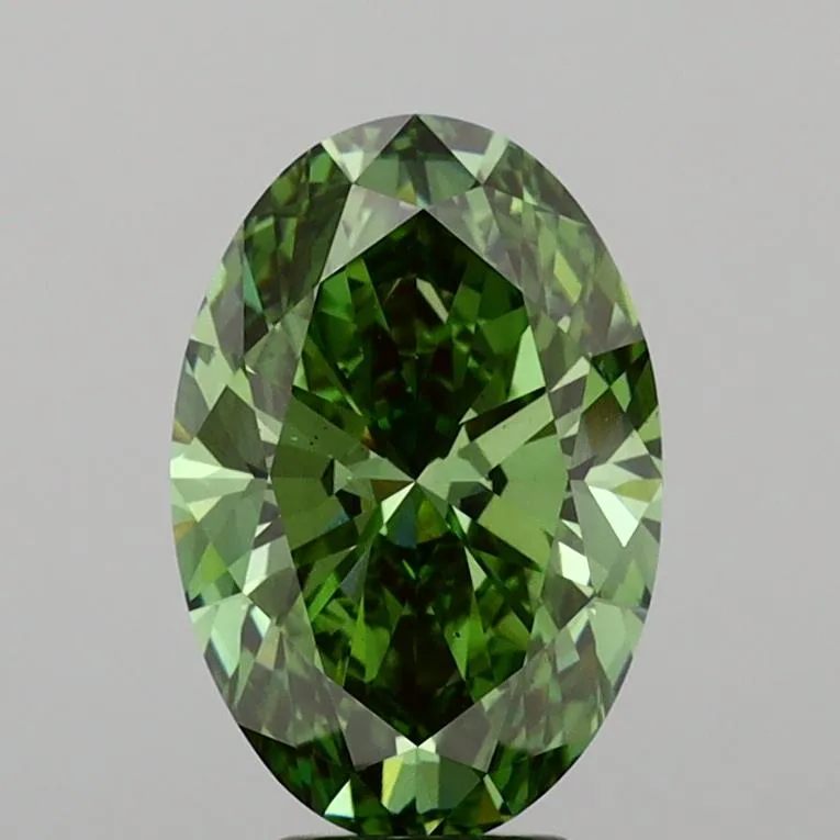 5.01ct Oval Lab Grown Diamond (Colour Fancy Vivid Green, Clarity VS2, IGI Certified)