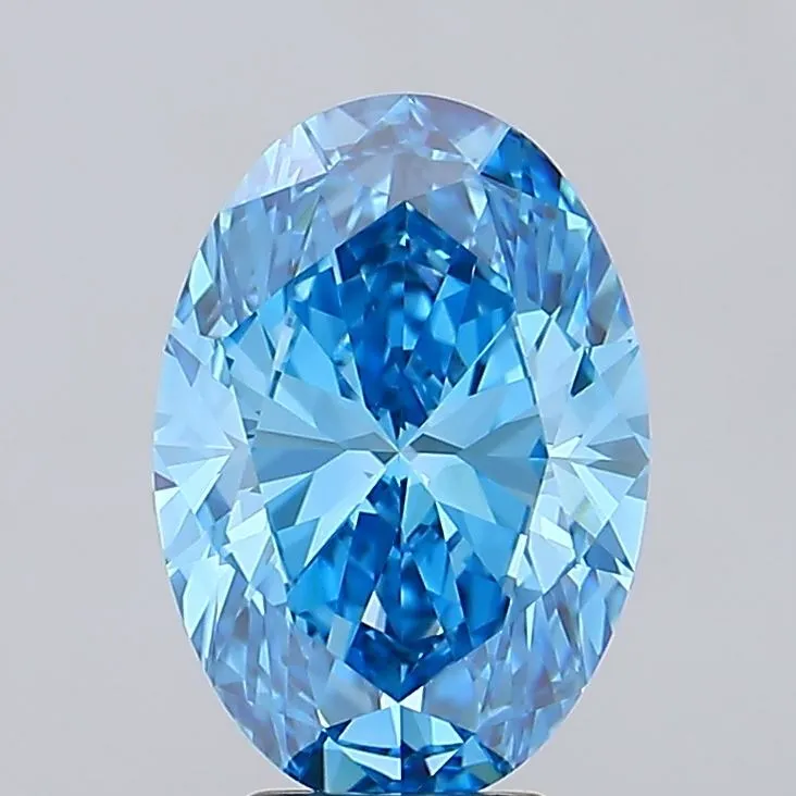 5.04ct Oval Lab Grown Diamond (Colour Fancy Vivid Blue, Clarity VVS2, IGI Certified)