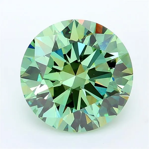 5.07ct Round Lab Grown Diamond (Colour Fancy Vivid Green, Clarity VVS2, Cut EX, IGI Certified)