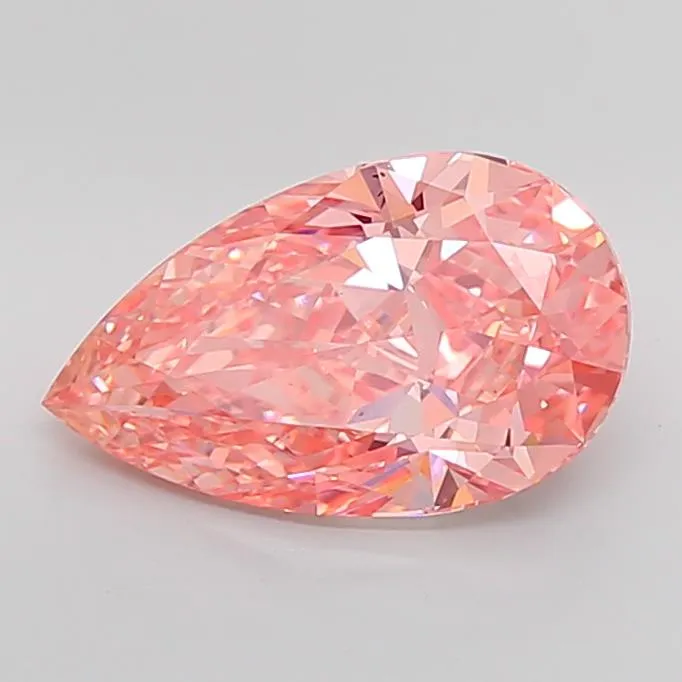 5.54ct Pear Lab Grown Diamond (Colour Fancy Vivid Pink, Clarity VS2, IGI Certified)
