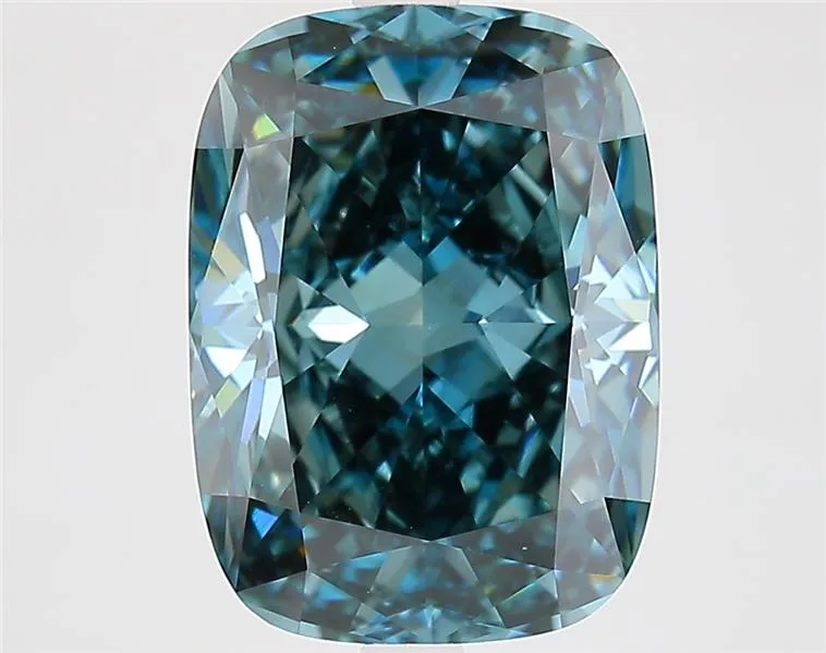 5.67ct Cushion modified Lab Grown Diamond (Colour Fancy Deep Green Blue, Clarity VVS2, IGI Certified)