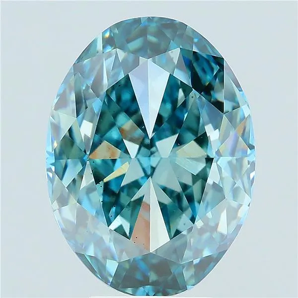 6.30ct Oval Lab Grown Diamond (Colour Fancy Vivid Green Blue, Clarity VS2, IGI Certified)
