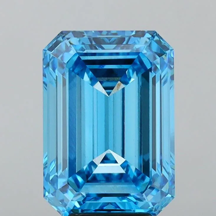 7.01ct Emerald Lab Grown Diamond (Colour Fancy Vivid Blue, Clarity VS1, IGI Certified)