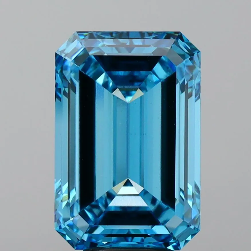 7.03ct Emerald Lab Grown Diamond (Colour Fancy Vivid Blue, Clarity VS1, IGI Certified)