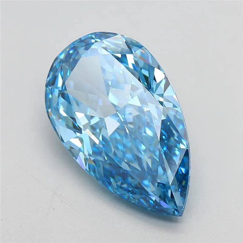 7.38ct Pear Lab Grown Diamond (Colour Fancy Vivid Blue, Clarity VVS2, IGI Certified)