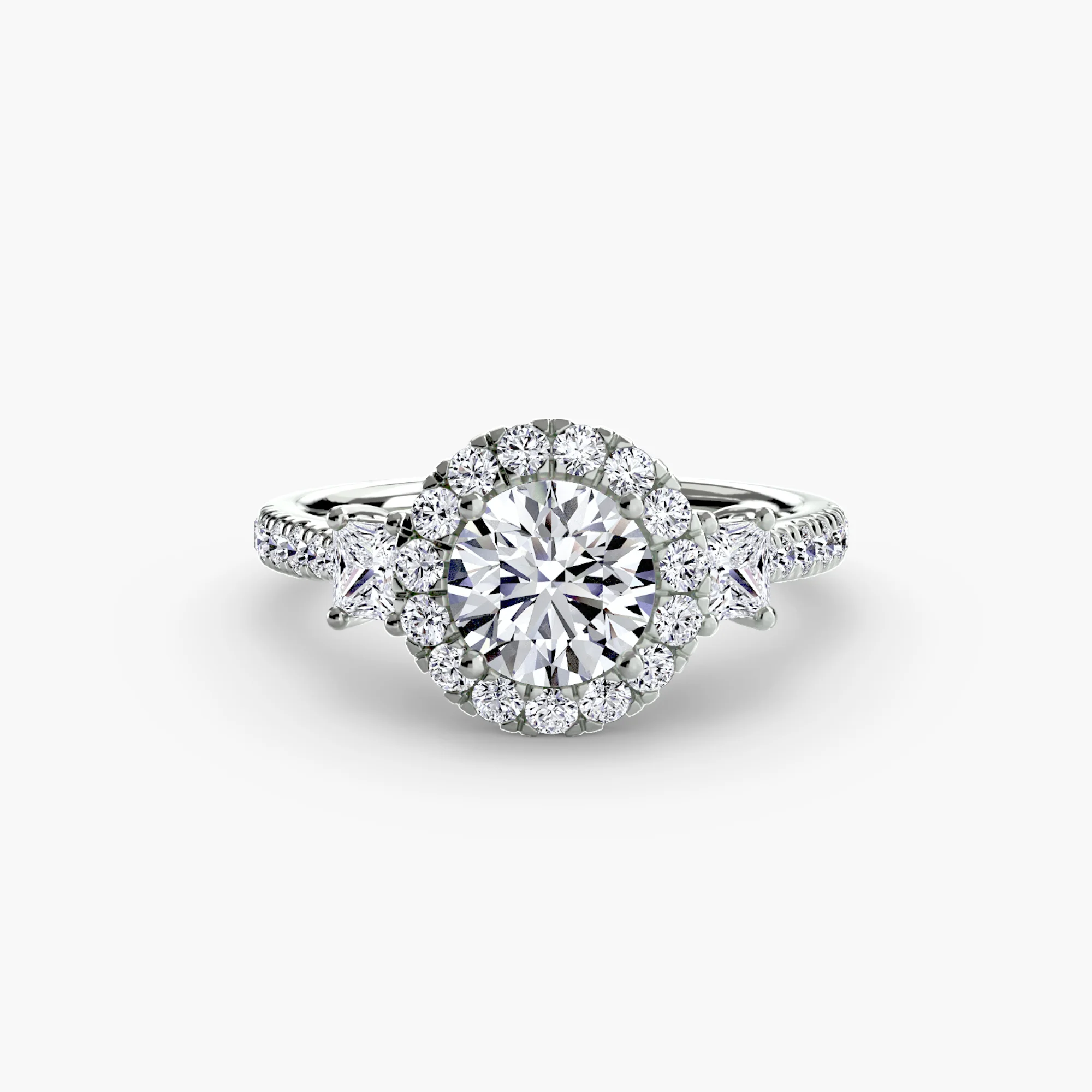 Three-Stone Ring with Halo 2 - Image 92