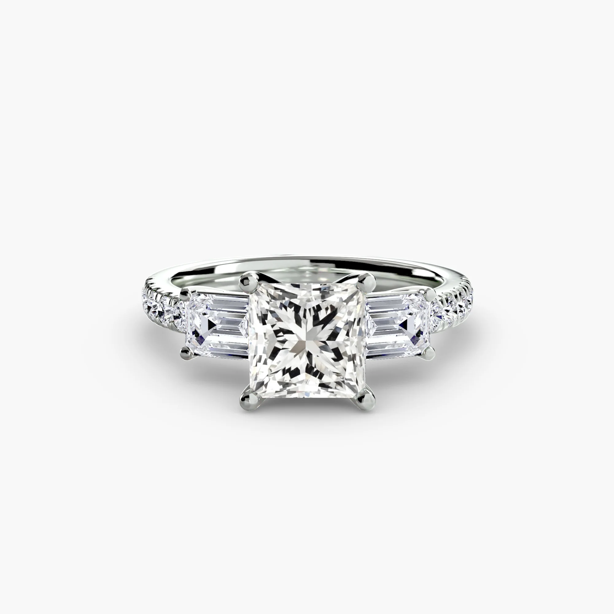 Three-Stone Ring with Pavé Band 4 - Image 3