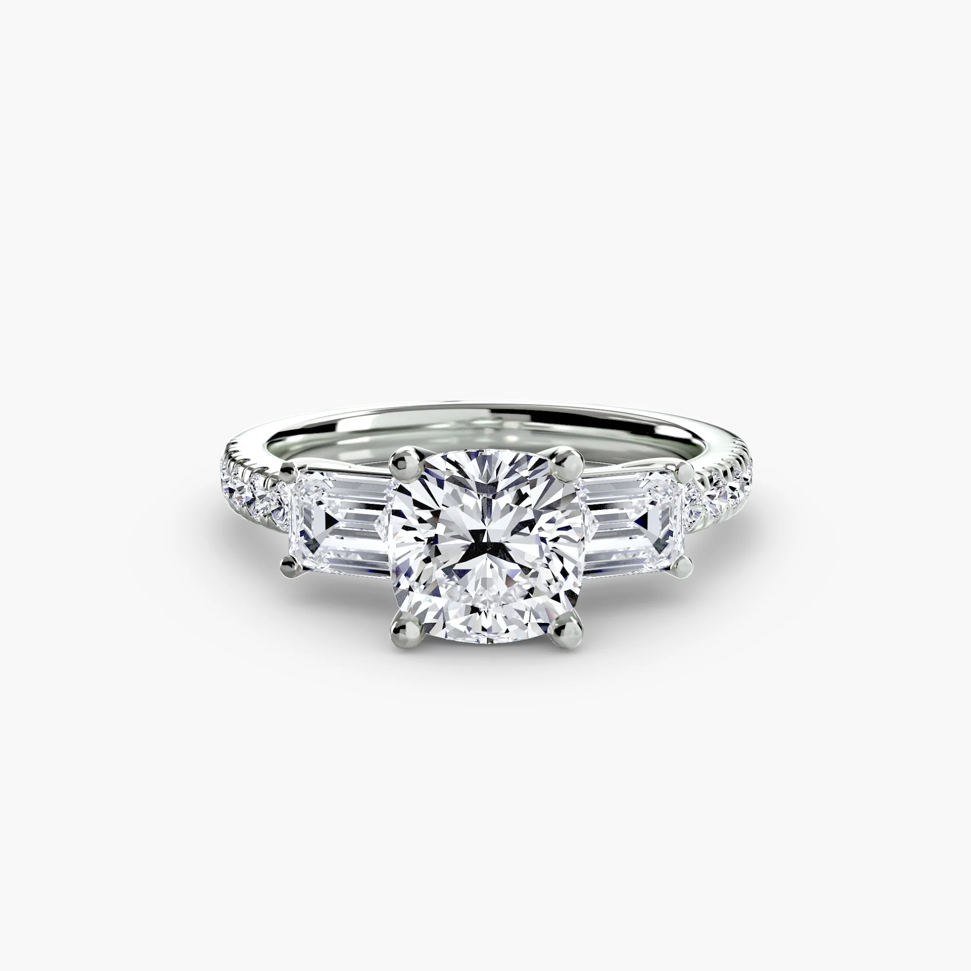 Three-Stone Ring with Pavé Band 4 - Image 33
