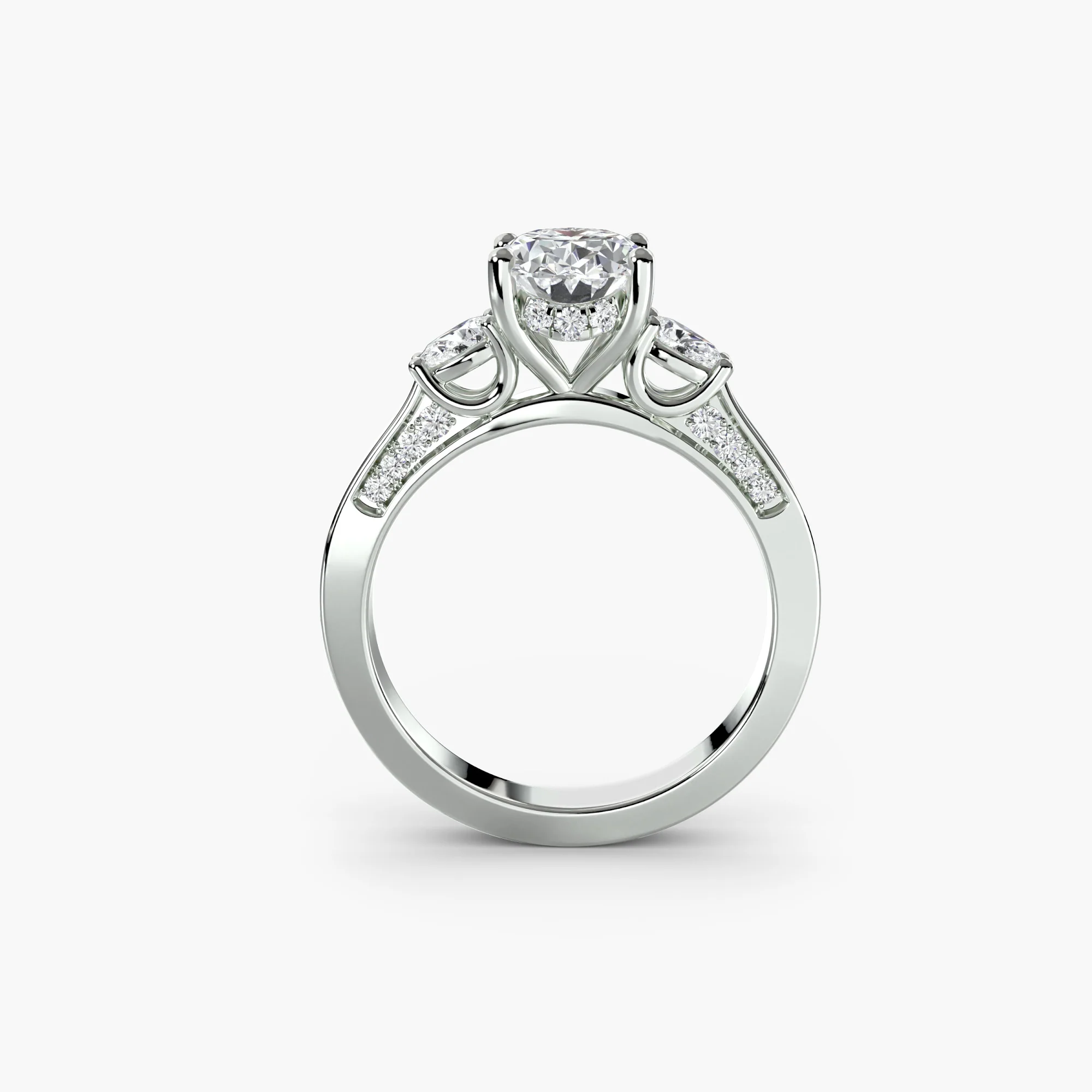 Three Stone with Pavé Shoulders